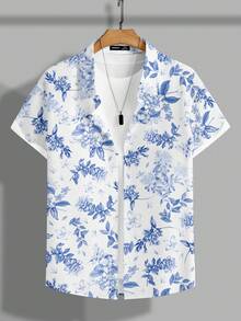 VIVINTIMO 男士热带花卉印花度假衬衫，时尚百搭 - 彩色 - 查看 3