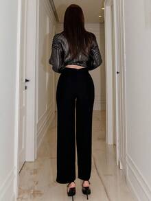 Bris Aura 高腰黑色舒适直筒裤 - 黑色 - 查看 2