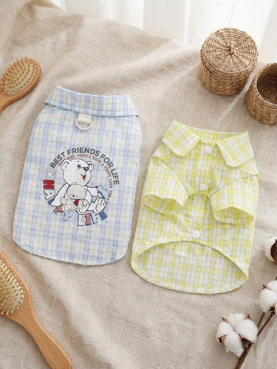 PETSIN 宠物春季新款狗狗服装、动物用品、宠物服装、狗狗衬衫、猫咪衬衫、泰迪熊服装、小型动物服装、休闲凉外套、狗狗服装、猫咪服装、两只腿、春夏新款背心 - 彩色 - 查看 1