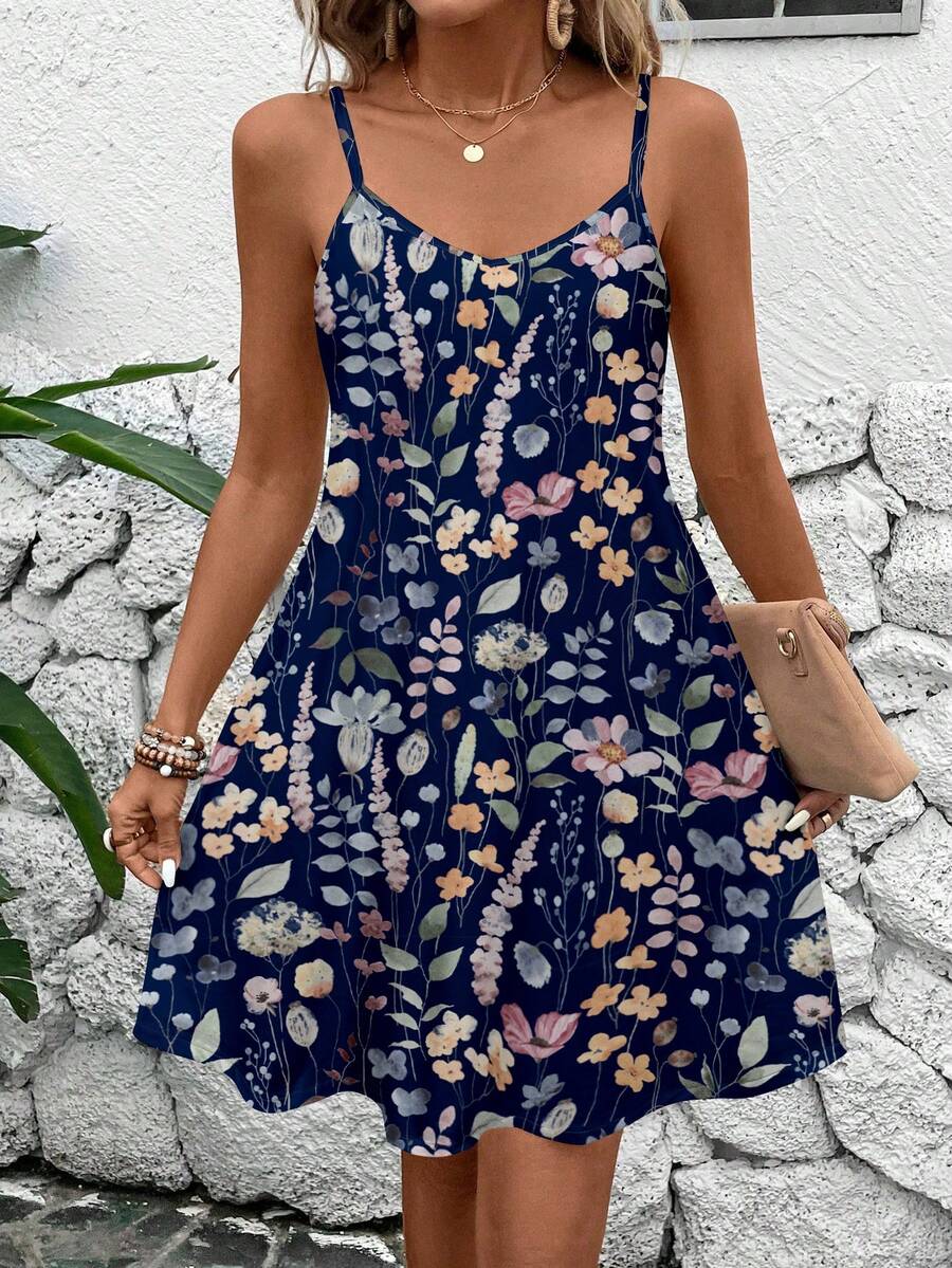 EMERY ROSE Đầm cỡ lớn in họa tiết hoa màu nước, thích hợp mặc trong kỳ nghỉ xuân/hè. - trắng - Xem 1