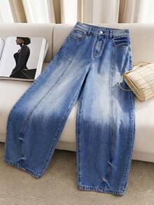 GlowEve Women's Casual Versatile Everyday Pocket Button Flare Leg Jeans - Blue - View 2