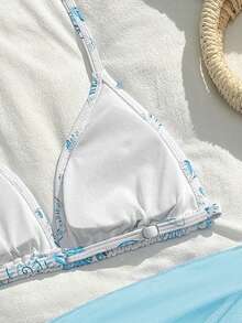 SHEIN Bộ bikini ba mảnh dễ thương thời trang cho bé gái tuổi teen, in hình vỏ sò màu xanh dương, kiểu cổ yếm, thân thiện với da và nhanh khô, phù hợp cho bé gái cỡ trung bình và lớn, kèm theo lưới chống nắng. Một bộ trang phục mùa hè tươi mát cho các bé gái mặc ở bãi biển, hồ bơi hoặc trong kỳ nghỉ. Bộ đồ bơi hai mảnh cho tuổi teen, bộ đồ phối hợp cho bé gái, trang phục mùa hè cho bé gái, đồ bơi đi biển, đồ bơi kỳ nghỉ hè cho bé gái, bộ hai mảnh mùa hè, bộ đồ ngủ cho bé gái, bộ đồ hè cho phụ nữ. - Màu xanh bạc hà - Xem 4
