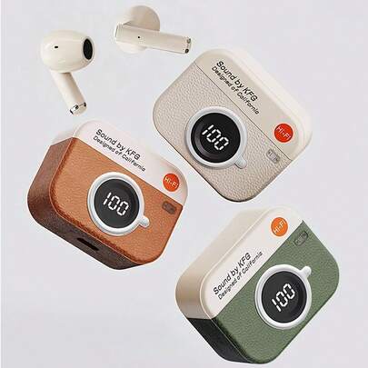 Teckwe 复古相机造型无线耳机，3D环绕音效，Hi-Fi音质