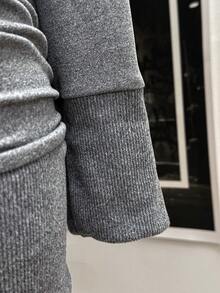 StreetHx Women's Round Neck Letter & Skull Print Casual Daily Party Going Out Mini Dress - Grey - View 5