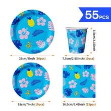 Blue Background Summer Island Disposable Party Supplies Set, Suitable For 10 Guests, Disposable Paper Tray Party Tableware Suitable For Birthdays, Weddings, Themed Parties, Family Picnics - View 6