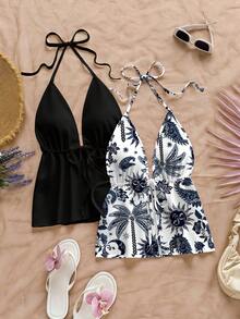 Soleia Bộ 2 áo khoác cardigan/vest nữ kiểu dáng thường ngày, hở lưng, buộc dây, thích hợp cho mùa hè. - Nhiều màu - Xem 6