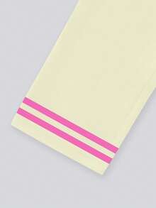 一套少女休闲运动风撞色条纹印花短袖T恤和短裤套装，可爱装扮，多巴胺粉色运动服，舒适夏季服装 - 彩色 - 查看 6