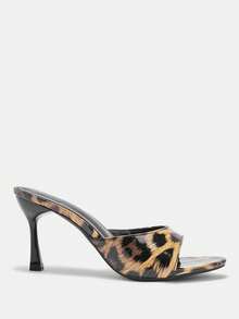 CUCCOO CURVES Wide Fit Women's Black Classic Mule Flats, Comfortable Low Heel Sandals Suitable For Commuting, Dates, Gatherings, Vacations, Parties, And Various Occasions - leopard print - View 2