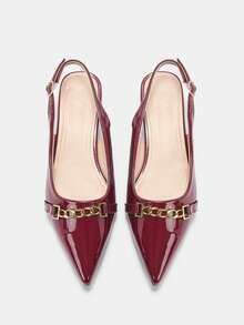CUCCOO CURVES Women Wide Fit Pumps - Burgundy - View 2