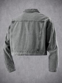 Manfinity Denimwave Men's Denim Short Jacket, Long Sleeve Cropped Men Jacket - Grey - View 2