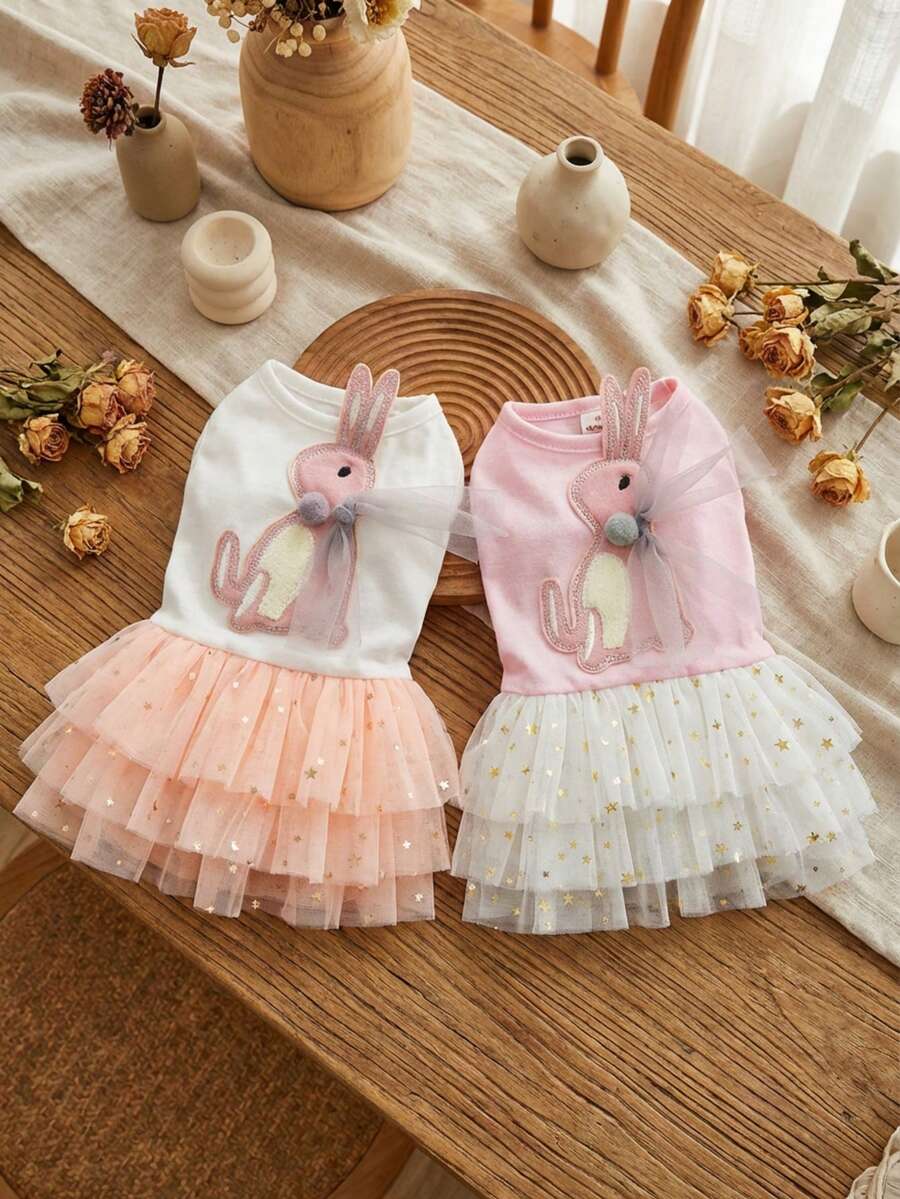 PETSIN Dog Clothing, Cat Clothing, Animal Skirts, Pet Spring/Summer New Collection, Puppy Dress, Princess Versatile Dress, Printed Stripes, Small Animal Clothing, Cool Sunscreen - Multicolor - View 1