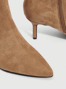 Daringsoles Women's Sexy Pointed Side Zipper Autumn And Winter Boots Suede Apricot American Ankle Boots Commuter Low Boots Women's Naked Boots Khaki - Khaki - View 11