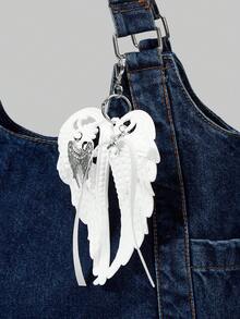 ROMWE Grunge Punk Butterfly Wing Bow Pendant Bag Charm - White - View 2