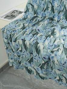 GlowEve Women's Summer Floral Print Blue Square Neck Tie Waist Puff Sleeve A-Line Dress, Fashionable Elegant Casual Vacation Beach - Multicolor - View 4