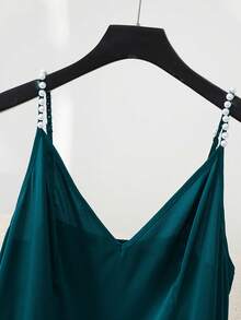 GlowEve CURVE Đầm slip cỡ lớn thanh lịch đính ngọc trai giả, xếp ly. - Màu xanh lam - Xem 5
