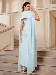 VOLUPTÉ CURVE 大码春季连衣裙，优雅浪漫高领收腰连衣裙，配珍珠披肩袖，适合正式场合、派对、婚礼、早午餐等。 - 黑色 - 查看 7