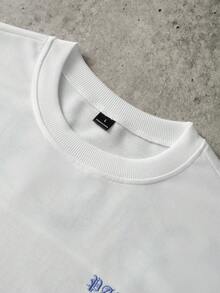 PAVTROS 男士圆领字母刺绣休闲百搭旅行短袖T恤 - 白色 - 查看 5