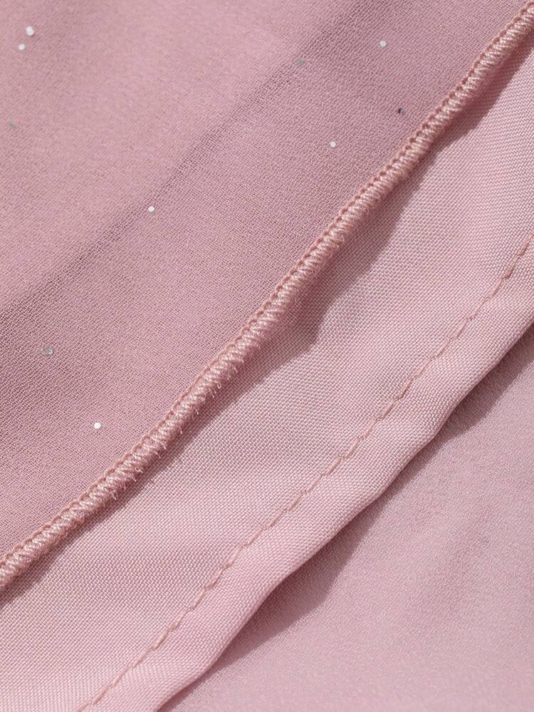 Women's V-Neck Sequin Mesh Fabric Waist Cinched Long Sleeve Elegant Dress Summer Sun Dresses For Women