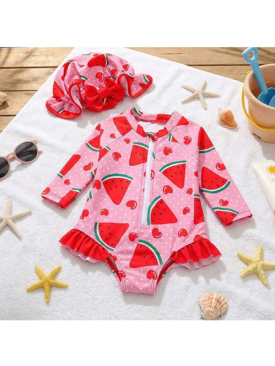 Loomiva Pelele de verano informal con estampado de sandía para bebé niña - Multicolor - Ver 1