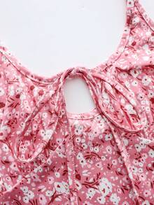 EMERY ROSE Đầm ngắn không tay họa tiết hoa nhí dành cho nữ, thích hợp cho kỳ nghỉ hoặc đi biển. - Hồng - Xem 3