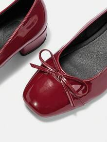 CUCCOO CURVES 2026新款通勤法式气质专业厚跟鞋低帮厚跟蝴蝶结低跟鞋女式工作鞋方头不累 - 紅色 - 查看 8