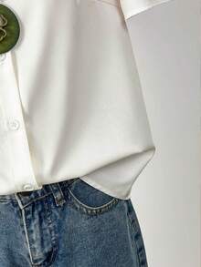 EMERY ROSE Women's Ombre Single-Breasted Casual Versatile Daily Wear Short Sleeve Shirt - Multicolor - View 5