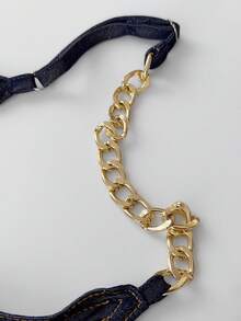 Maweii Mono con cadena y hombros descubiertos para tallas grandes - Azul Marino - Ver 8