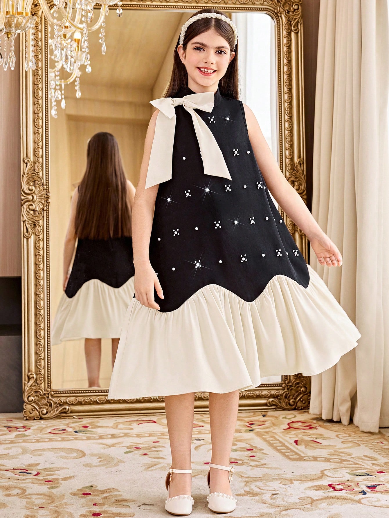 SHEIN Serisse Kids فستان فضفاض أنيق للفتيات المراه...