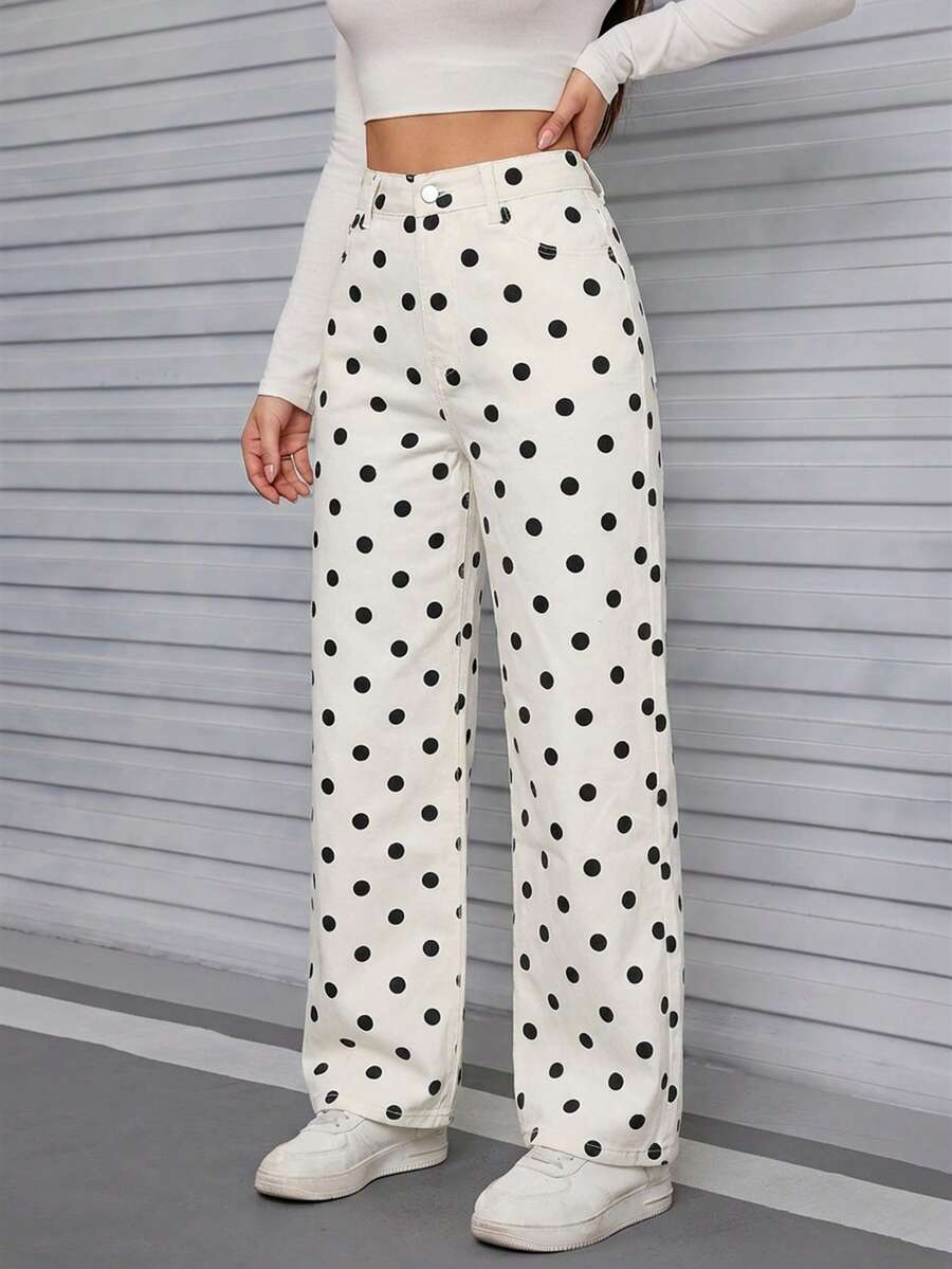 Rivivi Casual Loose Straight Leg Washed Denim Jeans Thickened Denim - Black and White - View 1