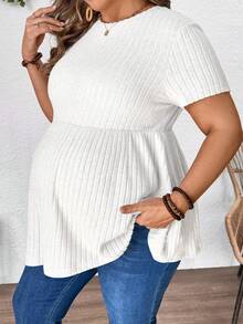 Plussiva 大码孕妇纯色圆领短袖休闲罗纹上衣孕妇上衣大码孕妇上衣白色短袖上衣罗纹针织上衣亲肤上衣大码短袖上衣白色上衣大码大码上衣孕妇装大码大码上衣大码娃娃衫女式上衣大码孕妇装上衣大码孕妇装大码女式上衣遮肚休闲女式上衣优雅孕妇装孕妇装白色T恤大码女式白色上衣工作衬衫荷叶边上衣女式上衣夏季女式上衣荷叶边上衣女式荷叶边衬衫女式孕妇装 - 白色 - 查看 5