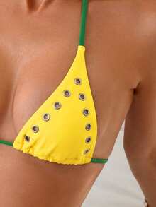 Swim SXY Rivet 性感派对音乐节日常休闲度假海滩镂空泳装比基尼上衣 - 彩色 - 查看 5