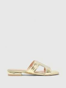 CUCCOO BIZCHIC Women's Fashion Daily Wear Slip-On High Heel Sandals - Gold - View 2