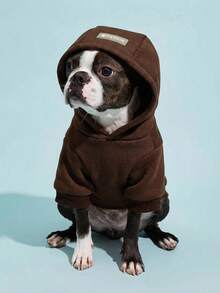 PETSIN 1 Piece Of Fruit Letter Printed Pet Coffee Color Sports Style Thick Warm Spring And Autumn Pet Clothing Hoodie - Brown - View 7