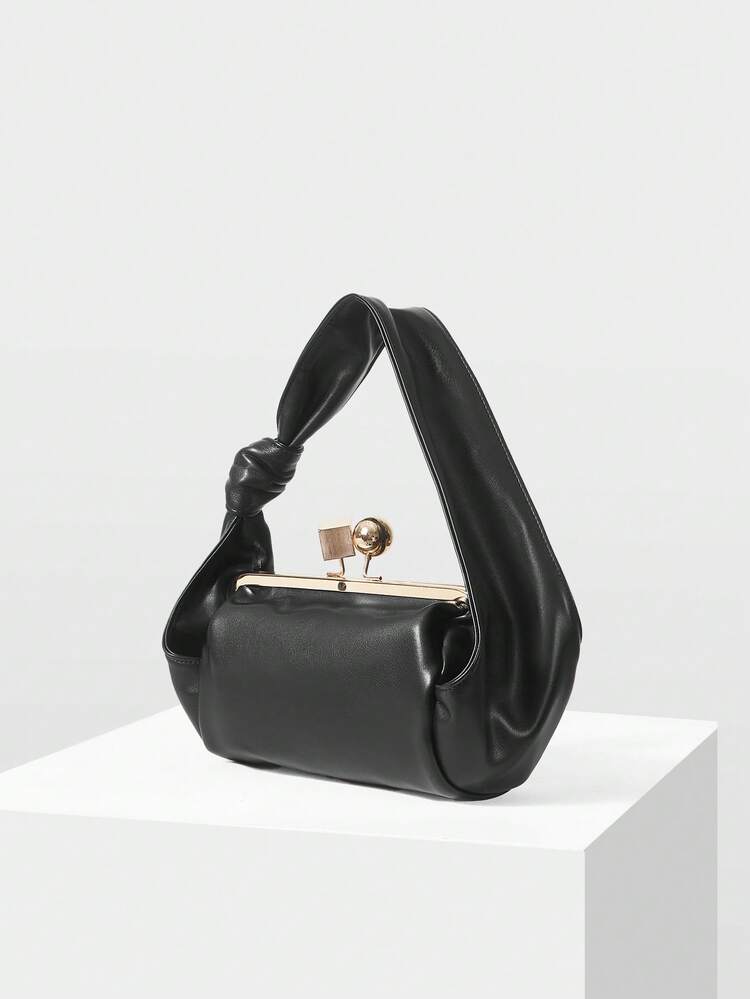 WOMEN'S KNOT STRAP KISS LOCK HANDBAG