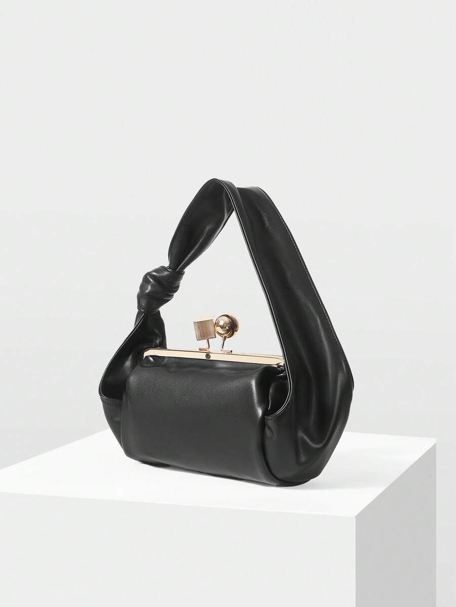 MOTF Túi xách nữ quai thắt nút khóa cài - màu đen - Xem 2