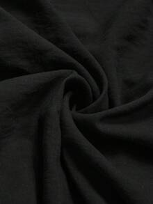 Zelara Plus Size Women Drawstring Waist Short Sleeve Utility Pocket Loose Shirt - Black - View 4