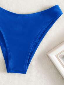 Swim Basics Conjunto de bikini sexy de unicolor, con estilo de aros, para la playa y las vacaciones - azul real - Ver 5