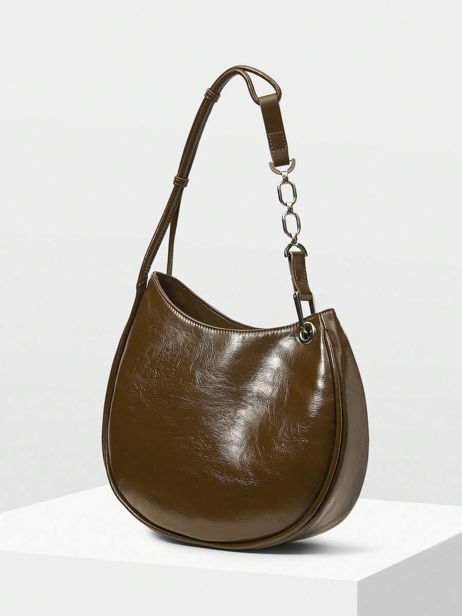 MOTF WOMEN'S CONTRAST CHAIN STRAP SHOULDER BAG - Brown - View 2