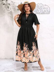 Miaspire Vestido Floral de Verão Plus Size para Mulheres - Multicolorido - Visão 2