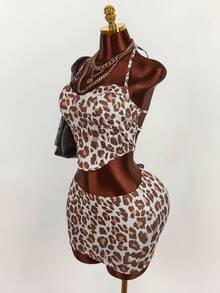 Amplova Women's Full Print Halter Tie Top And Mini Skirt 2 Pieces Set, Fashionable For Dates And Outings - Multicolor - View 6