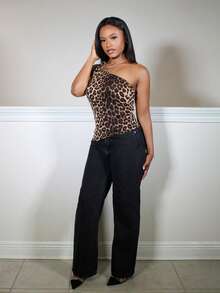 Steph T 女士口袋宽松阔腿休闲百搭牛仔裤 - 黑色 - 查看 6