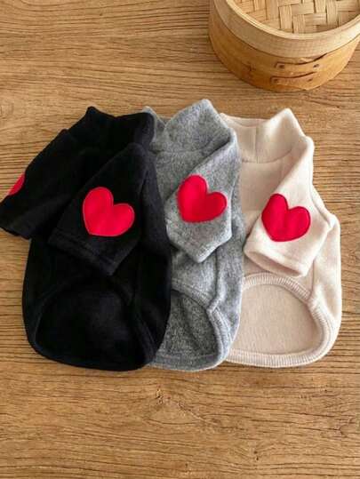 PETSIN 秋冬季宠物保暖内衬心形卫衣，适合猫咪、小型犬、泰迪熊、比熊犬、约克夏梗犬等——厚实保暖