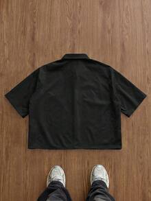 Manfinity Joysei Men's Casual House Print Short Sleeve Shirt, Summer - Black - View 2