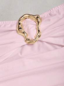 Sweetra Vestido corto ceñido y sin tirantes para mujer con hebilla metálica - Rosa - Ver 5