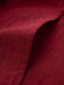 SHEIN Holidaya Women's Casual Versatile Solid Color Notch Collar Blouse - Burgundy - View 6