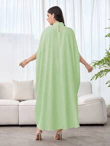SHEIN Najma 女士拼接优雅领结宽松奢华连衣裙 - 薄荷綠 - 查看 2