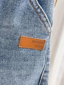 男童百搭休闲弹力腰牛仔裤，适合日常穿着、上学，风格百搭，四季皆宜 - 淺色水洗藍 - 查看 4