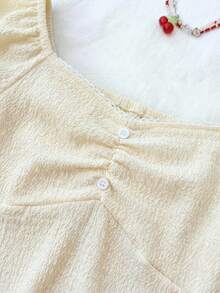 SHEIN 少女休闲简约舒适格子露背吊带衬衫娃娃衫甜心领上衣方领上衣夏季上衣女装时尚上衣13-14岁女孩衬衫儿童衬衫可爱女孩上衣女士夏季上衣 - 彩色 - 查看 4