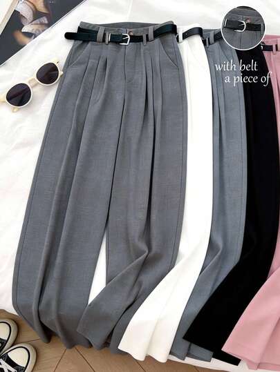 Franclia Cepli, bol kesimli, çok yönlü kemerli kadın pantolonu, iş, ofis, öğretmen üniforması, şık günlük giyim, işe gidip gelirken giyilebilecek bol paçalı pantolon, ilkbahar, yaz ve sonbahar için uygundur.