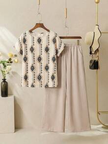 EMERY ROSE Women's Elegant Pleated V-Neck Apricot Short Sleeve Blouse - Multicolor - View 9